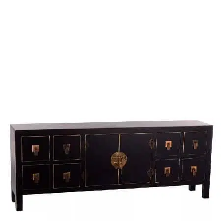 Mueble auxiliar estilo oriental en dm negro(130x24x50,50)