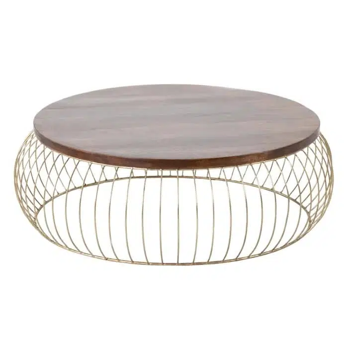 Mesa Centro Mangoy Metal Dorado Art Deco (103dx33cm)