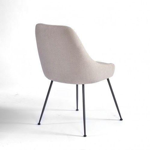 Silla Tapizada en Gris Piedra con Patas de Metal Negro - Imagen 2